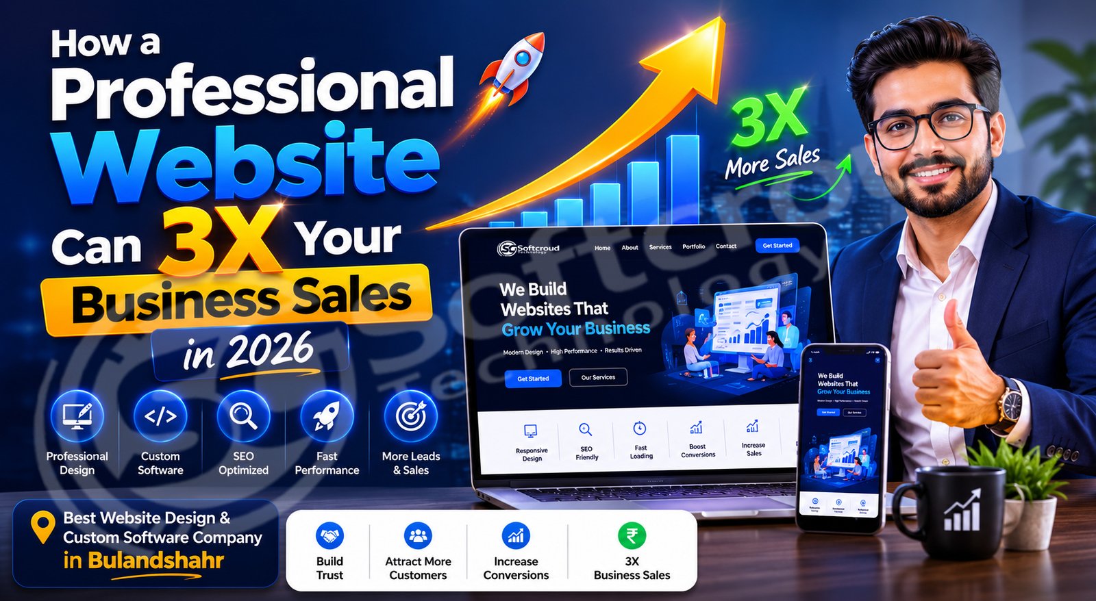 How a Professional Website Can 3x Your Business Sales in 2026 (Best Website Design & Custom Software Company in Bulandshahr)