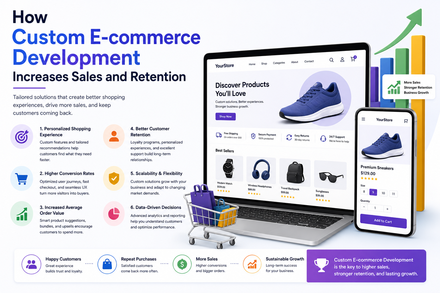 How Custom E-commerce Development Increases Sales and Retention